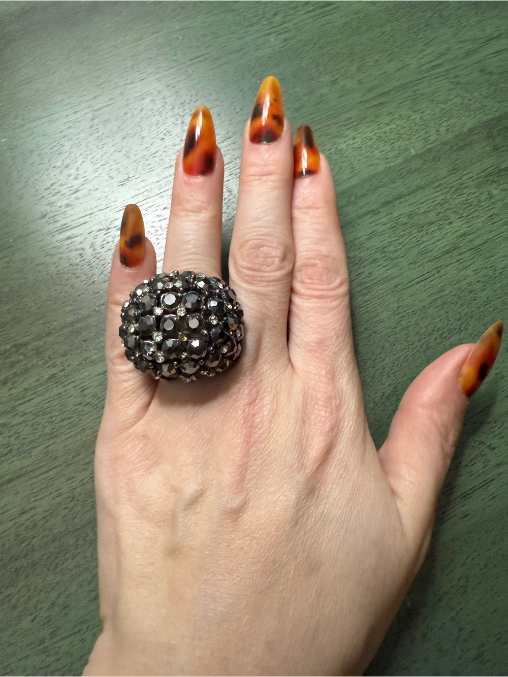 Crystal Cluster Statement Ring in Black and Silver
